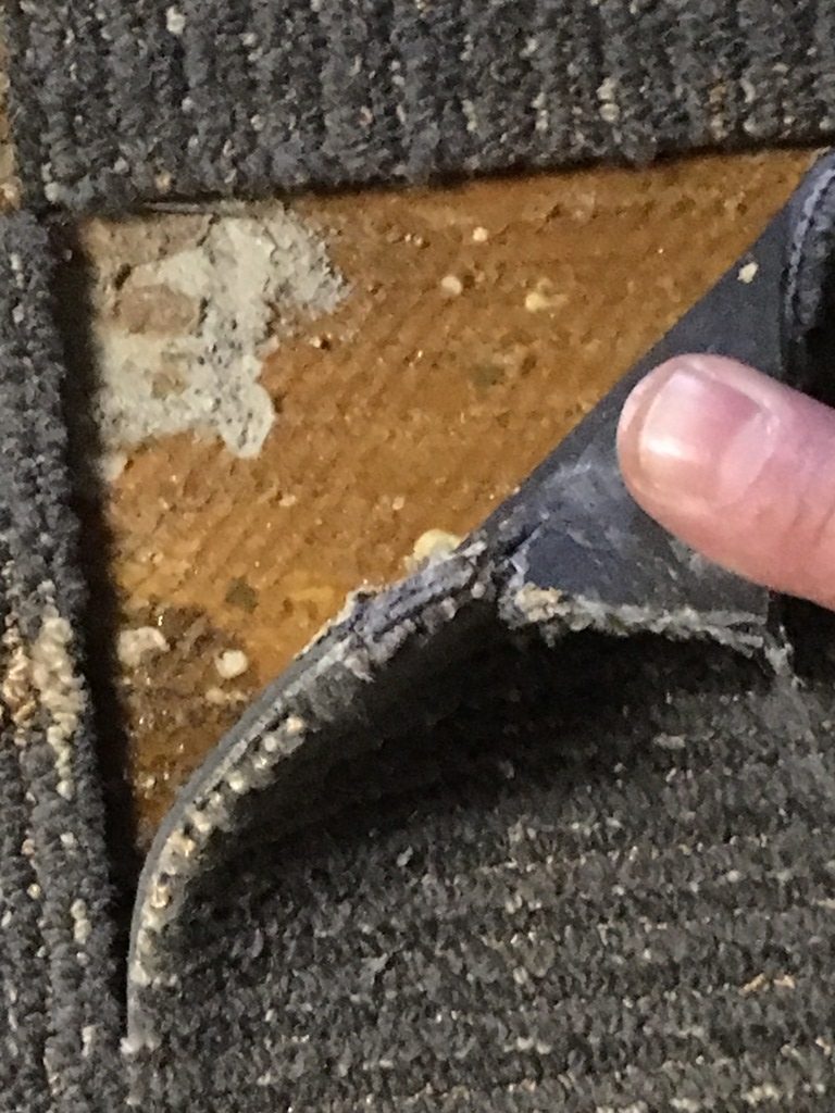 How do you remove asbestos tile glue from carpet?